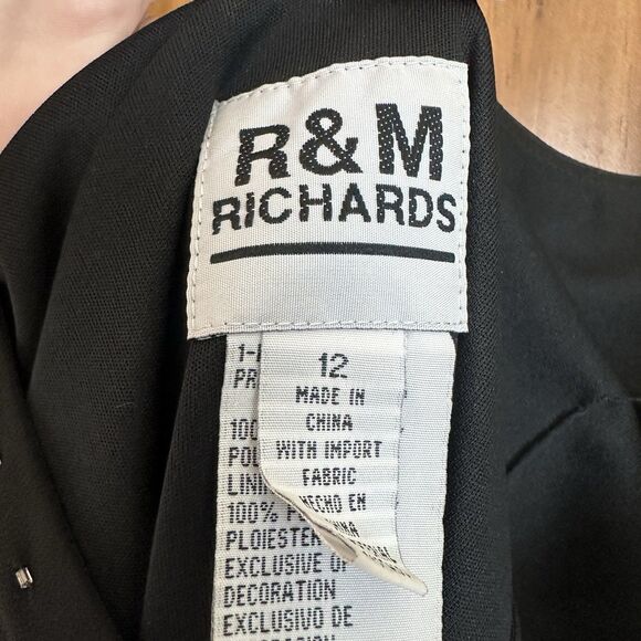 R & M Richards Dress 12 Black Embroidered Beaded Asymmetric Whimsygoth Gatsby - Picture 2 of 8